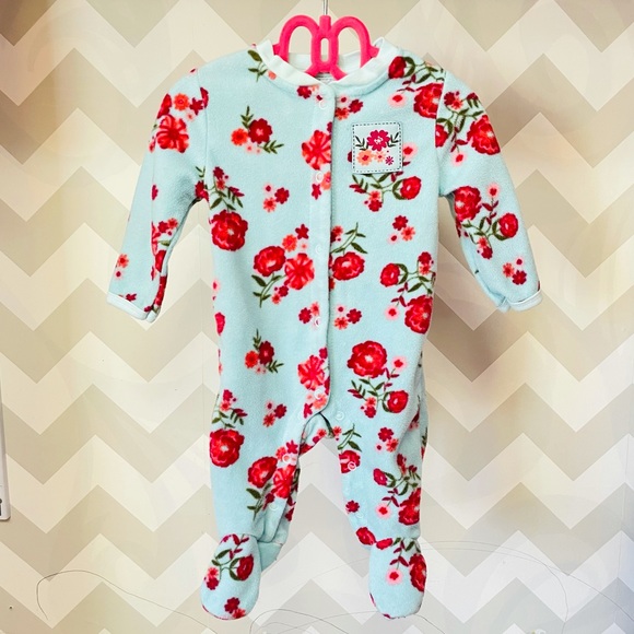 Fuzzy Soft Floral Baby Onesie - Picture 1 of 6
